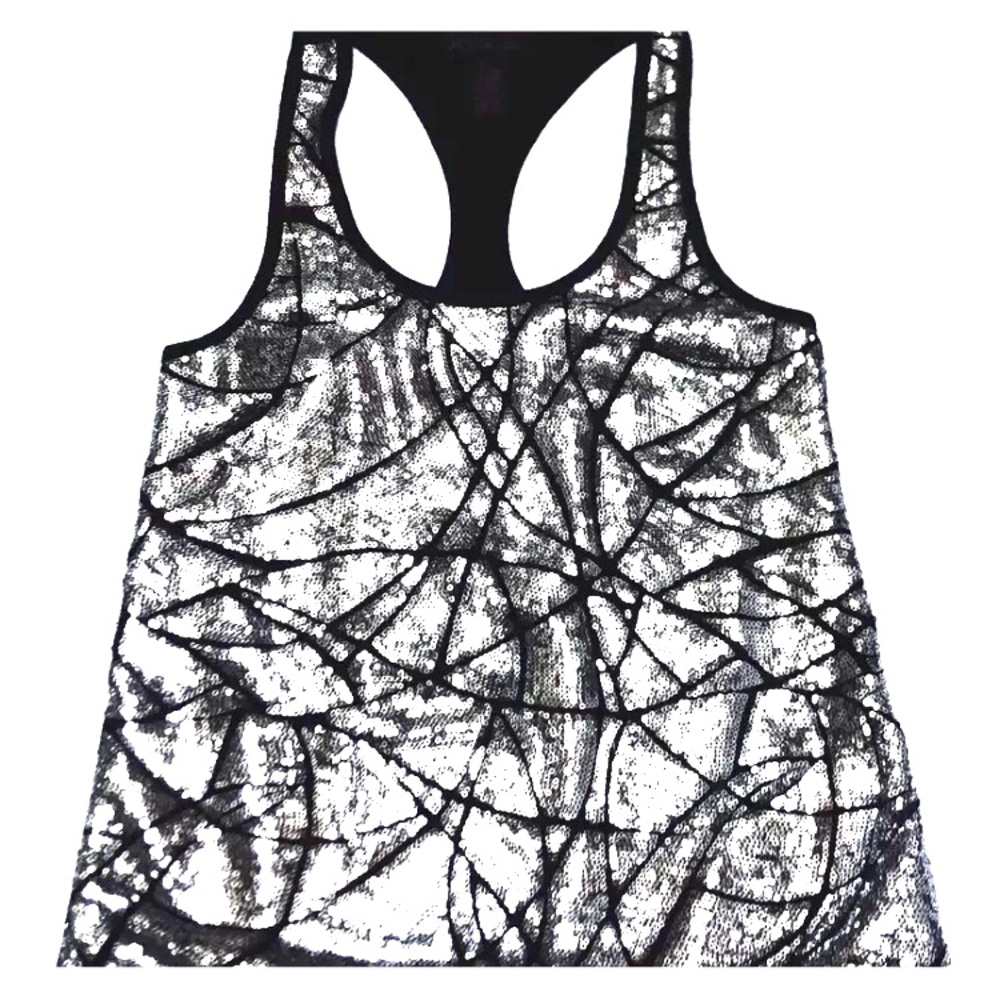 Material Girl XS Sequin Tank Top Racer Back Black